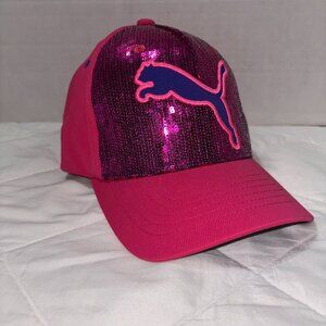 Puma Women’s Pink Sequin Baseball Cap Adjustable Hat OSFA Embordered Logo